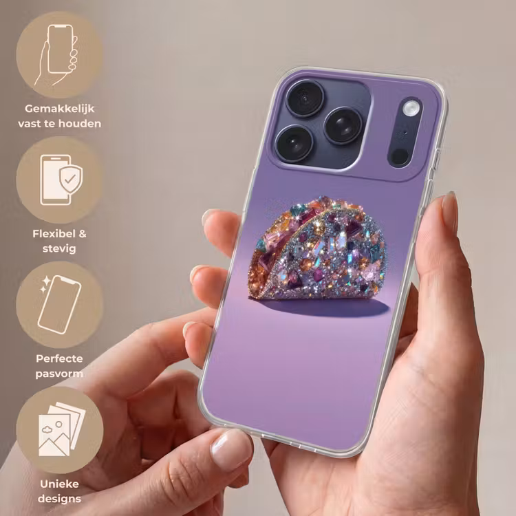 Edelstenen - Glitters - Paars - Kleurrijk Telefoonhoesje iPhone 17 Pro klein -sfeer3_NL