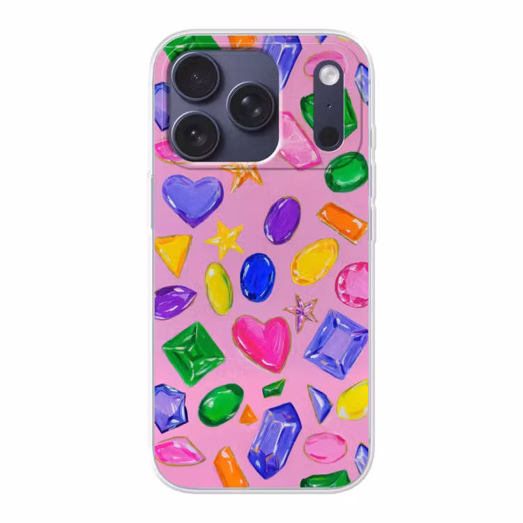 Edelstenen - Vormen - Hartje - Kleurrijk Telefoonhoesje iPhone 17 Pro klein -3d
