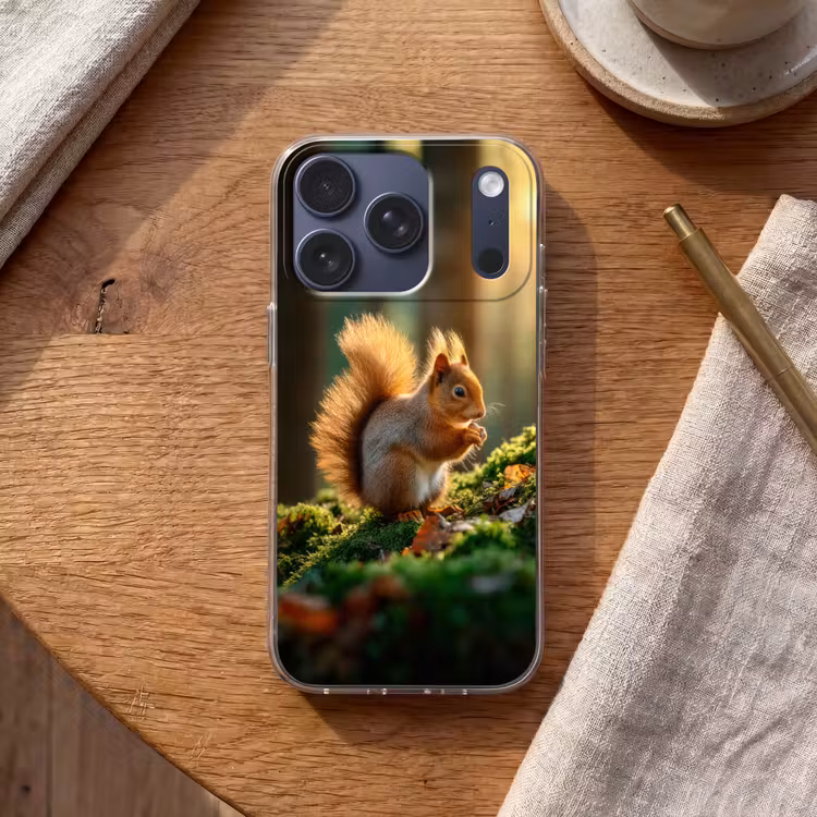 Eekhoorn - Nootje - Gras Telefoonhoesje iPhone 17 Pro klein -sfeer1