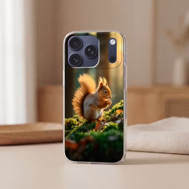 Eekhoorn - Nootje - Gras Telefoonhoesje iPhone 17 Pro klein -sfeer2