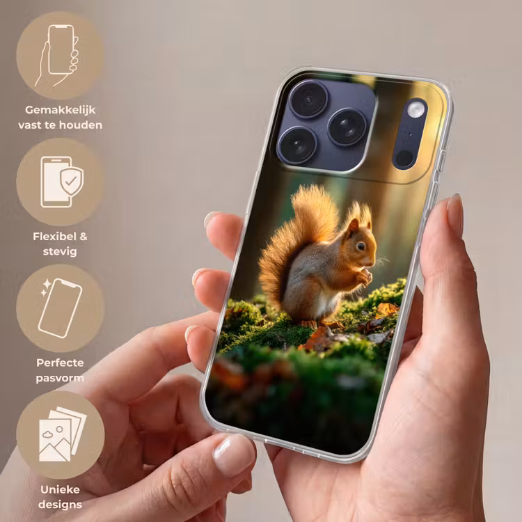 Eekhoorn - Nootje - Gras Telefoonhoesje iPhone 17 Pro klein -sfeer3_NL