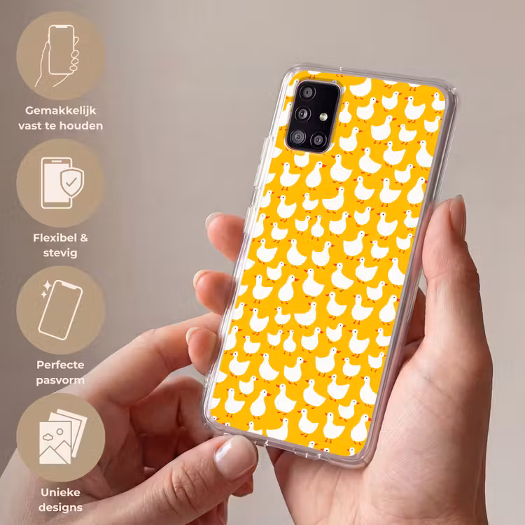 Eendjes - Patroon - Geel Telefoonhoesje Samsung Galaxy A51 5G klein 373 -sfeer3_NL