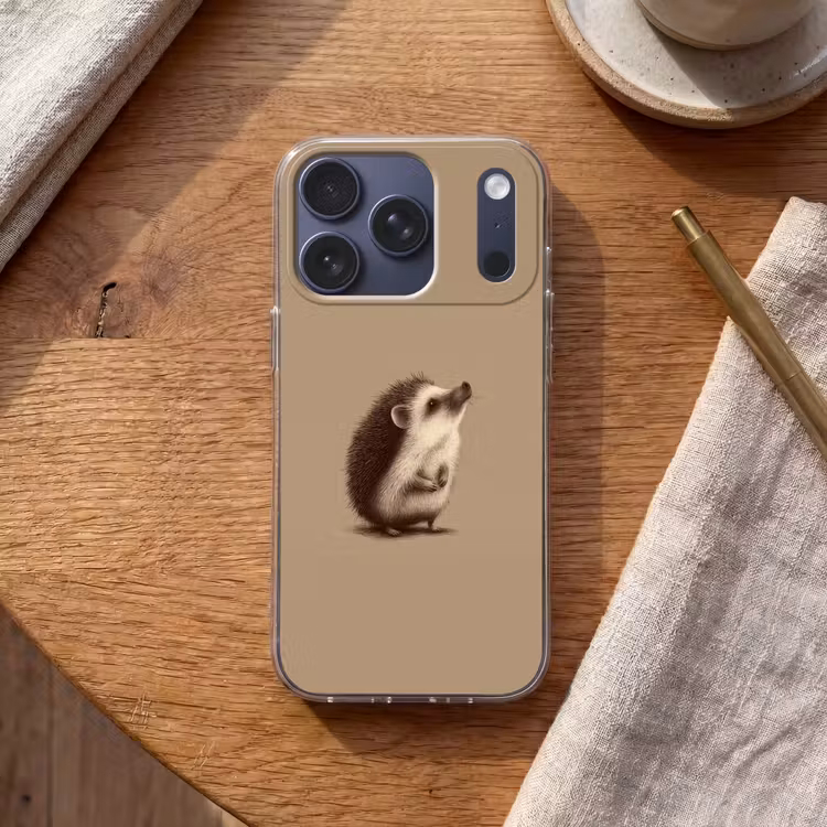 Egel - Snuitje - Bruin - Stekels Telefoonhoesje iPhone 17 Pro klein -sfeer1