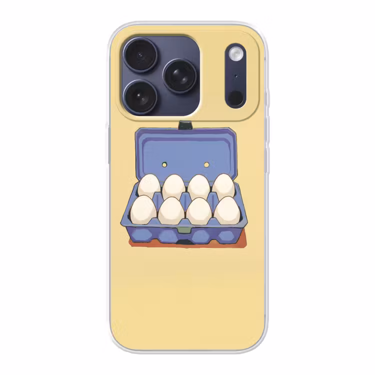 Eieren - Doos - Minimalistisch - Blauw Telefoonhoesje iPhone 17 Pro klein -3d