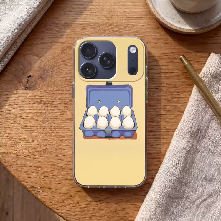 Eieren - Doos - Minimalistisch - Blauw Telefoonhoesje iPhone 17 Pro klein -sfeer1