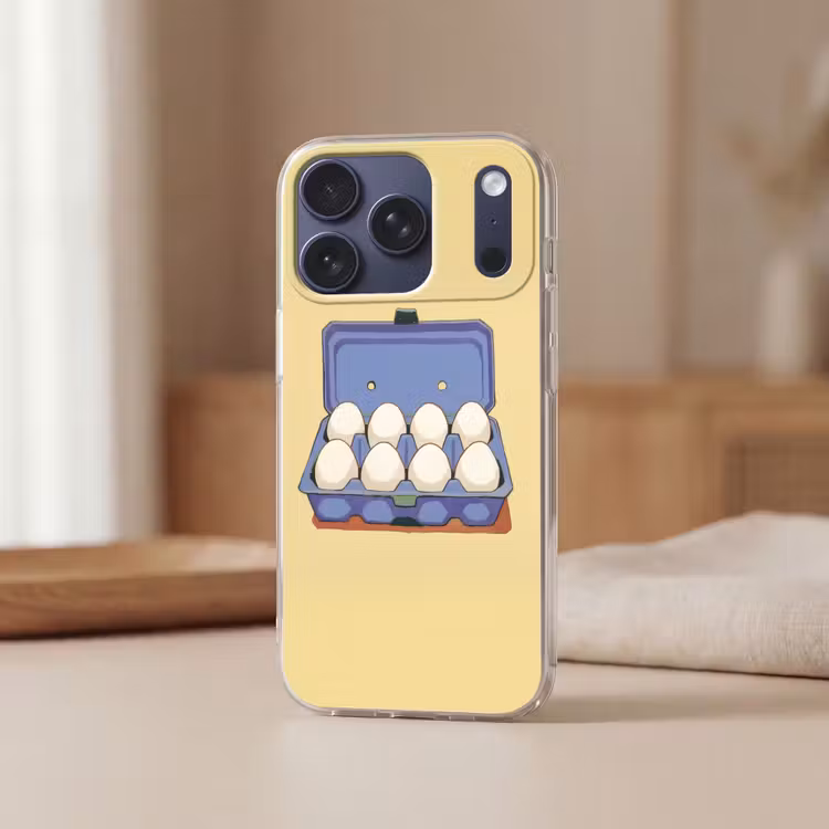 Eieren - Doos - Minimalistisch - Blauw Telefoonhoesje iPhone 17 Pro klein -sfeer2