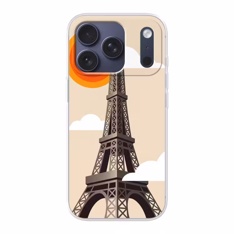 Eiffeltoren - Zon - Architectuur - Abstract - Beige Telefoonhoesje iPhone 17 Pro klein -3d