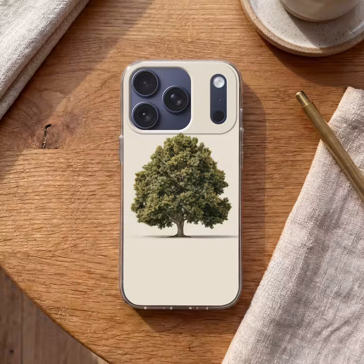 Eikenboom - Groen - Lichte achtergrond Telefoonhoesje iPhone 17 Pro klein -sfeer1