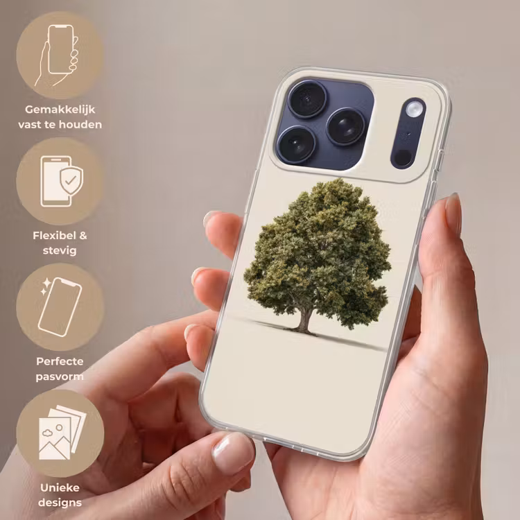 Eikenboom - Groen - Lichte achtergrond Telefoonhoesje iPhone 17 Pro klein -sfeer3_NL