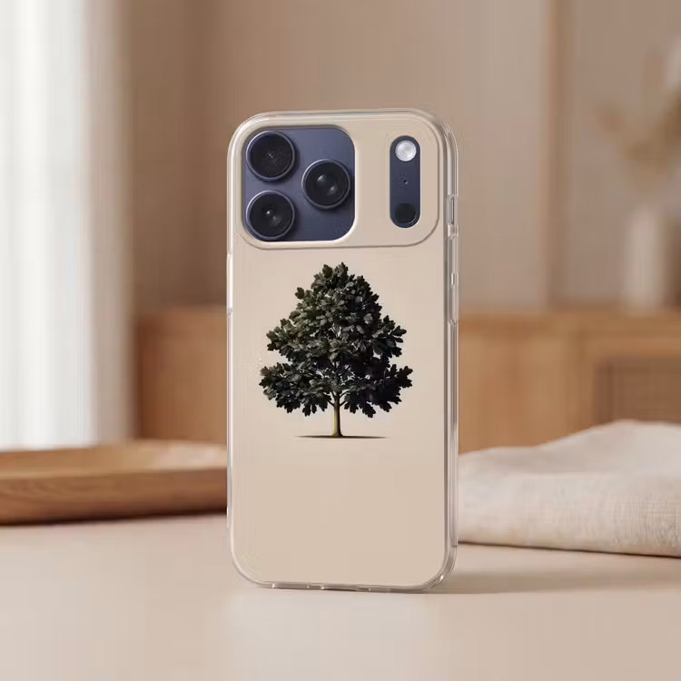 Eikenboom - Schaduw - Egaal Telefoonhoesje iPhone 17 Pro klein -sfeer2