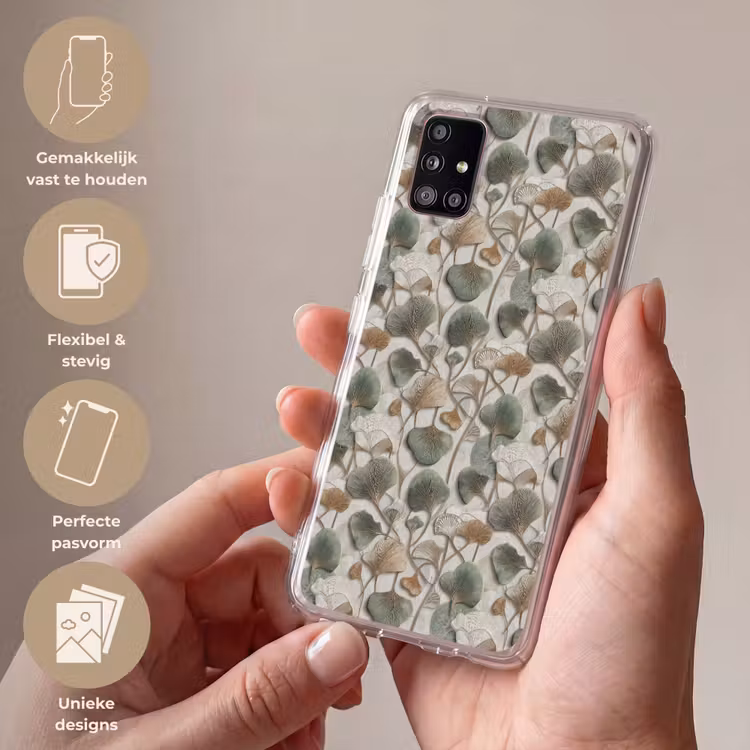 Elegant - Bladeren - Groen Telefoonhoesje Samsung Galaxy A51 5G klein 373 -sfeer3_NL