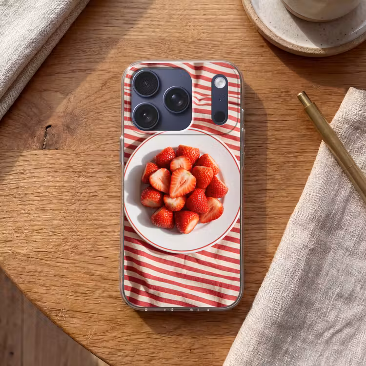 Eten - Aardbeien - Fruit - Zomer - Rood Telefoonhoesje iPhone 17 Pro klein -sfeer1