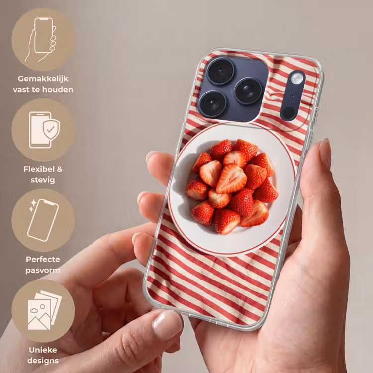 Eten - Aardbeien - Fruit - Zomer - Rood Telefoonhoesje iPhone 17 Pro klein -sfeer3_NL