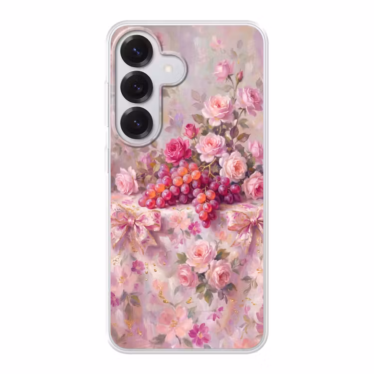 Eten - Bloemen - Stilleven - Roze - Goud Telefoonhoesje Samsung Galaxy S26 klein -3d