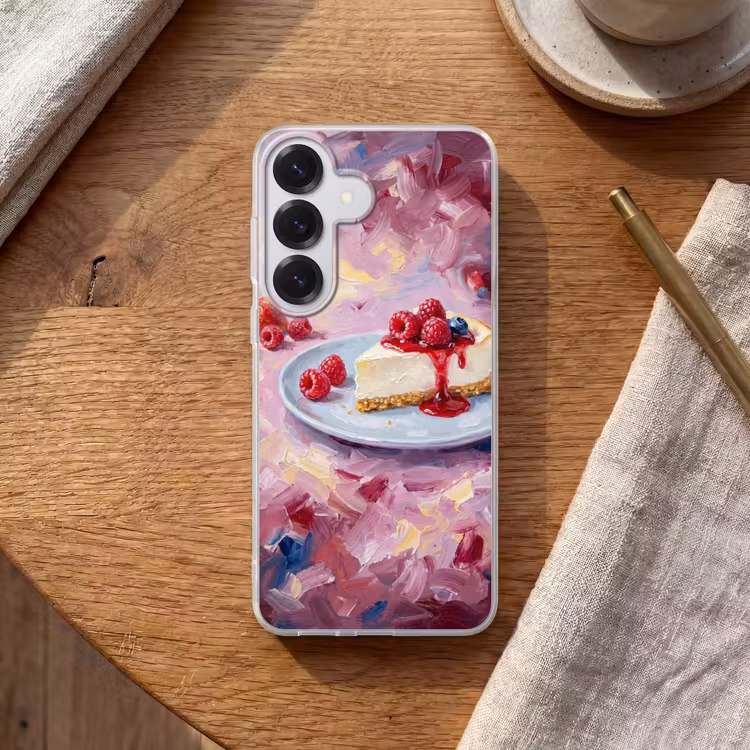 Eten - Cheesecake - Bessen - Abstract - Roze Telefoonhoesje Samsung Galaxy S26 klein -sfeer1