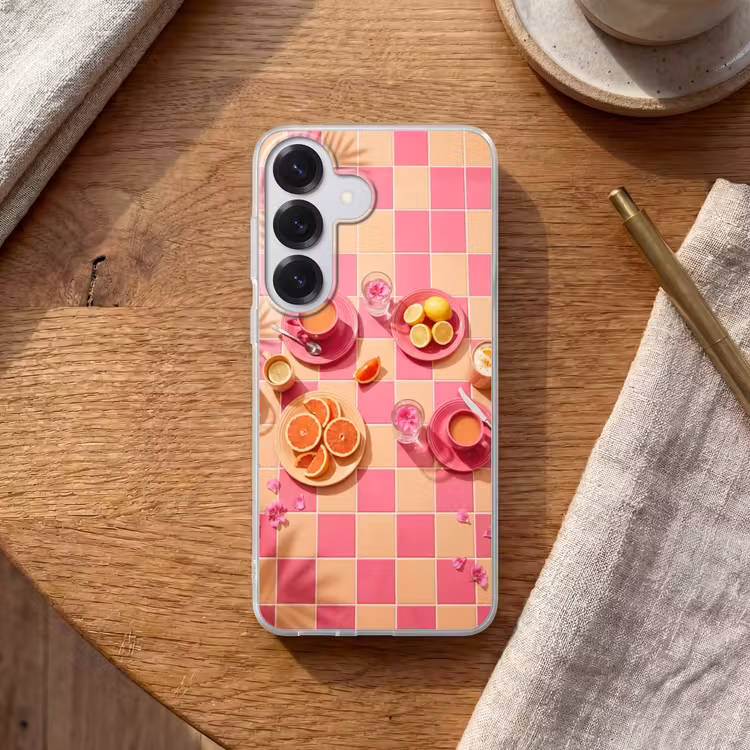 Eten - Citrusvruchten - Stillevens - Roze - Oranje Telefoonhoesje Samsung Galaxy S26 klein -sfeer1