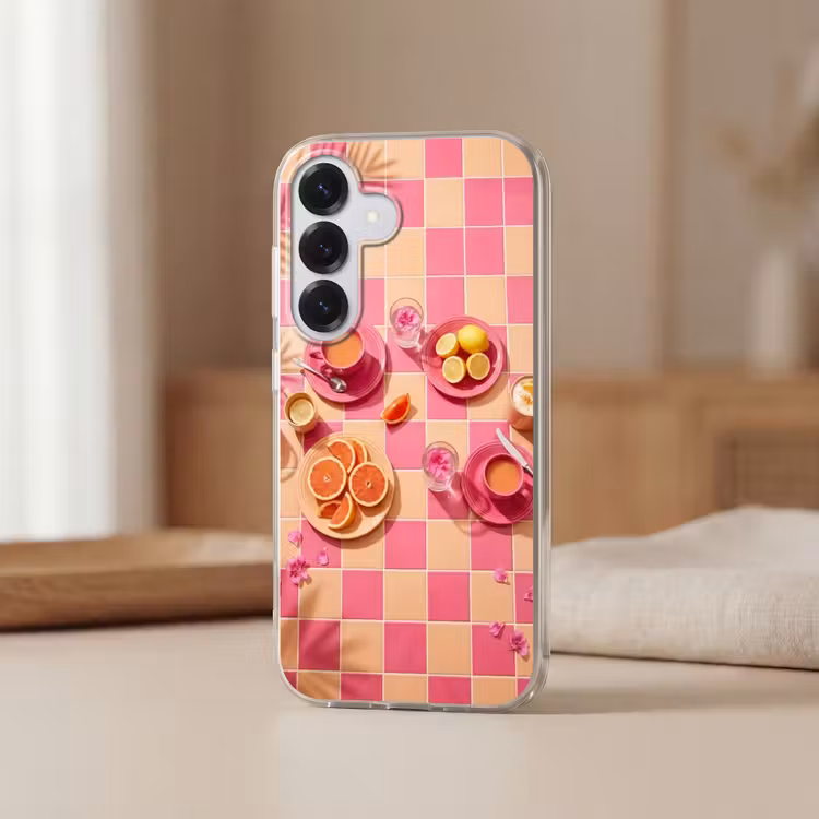 Eten - Citrusvruchten - Stillevens - Roze - Oranje Telefoonhoesje Samsung Galaxy S26 klein -sfeer2