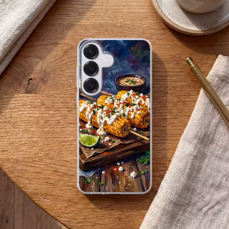 Eten - Maïs - Saus - Geschilderd - Geel Telefoonhoesje Samsung Galaxy S26 klein -sfeer1