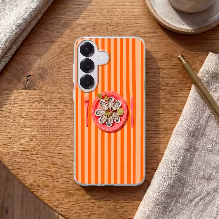 Eten - Oester - Zeevruchten - Oranje - Modern Telefoonhoesje Samsung Galaxy S26 klein -sfeer1