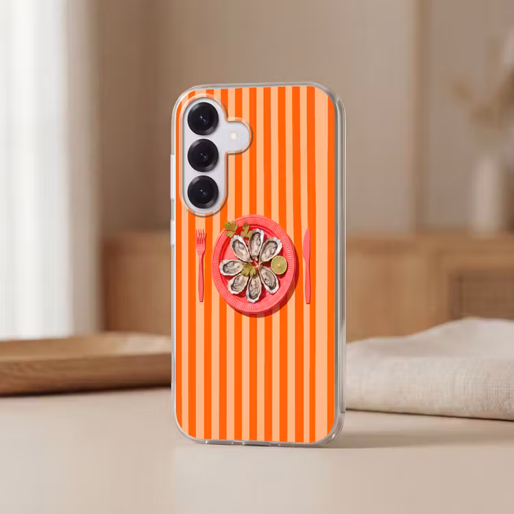 Eten - Oester - Zeevruchten - Oranje - Modern Telefoonhoesje Samsung Galaxy S26 klein -sfeer2
