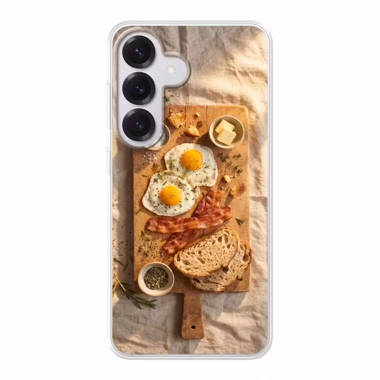Eten - Ontbijt - Hout - Rustiek - Geel Telefoonhoesje Samsung Galaxy S26 klein -3d