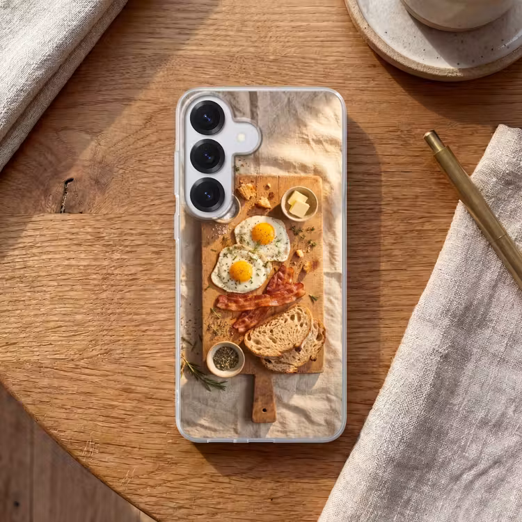Eten - Ontbijt - Hout - Rustiek - Geel Telefoonhoesje Samsung Galaxy S26 klein -sfeer1
