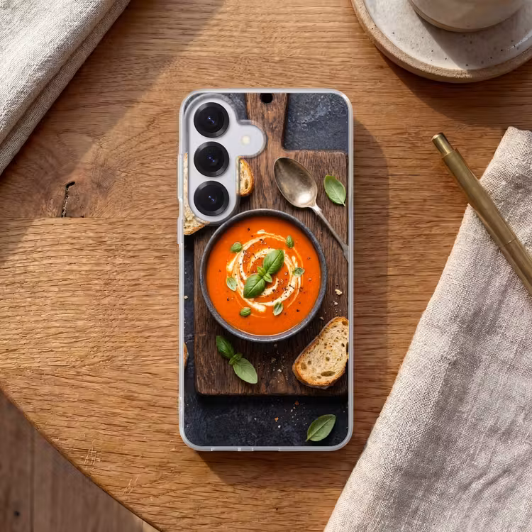 Eten - Soep - Basilicum - Rustiek - Rood Telefoonhoesje Samsung Galaxy S26 klein -sfeer1