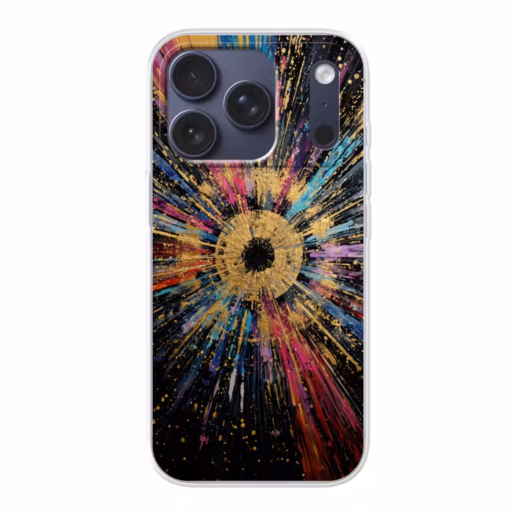 Explosie - Goud - Kleurrijk - Abstract Telefoonhoesje iPhone 17 Pro klein -3d