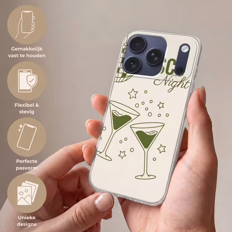 Feest - Disco - Drank - Illustratie - Groen Telefoonhoesje iPhone 17 Pro klein -sfeer3_NL