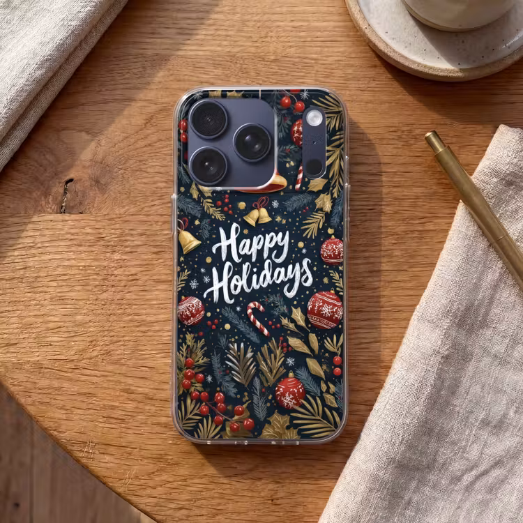 Feestelijk - Kerstgroet - Kleurrijk Telefoonhoesje iPhone 17 Pro klein -sfeer1