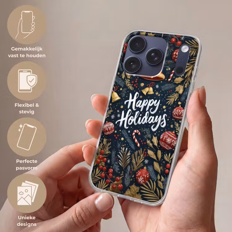 Feestelijk - Kerstgroet - Kleurrijk Telefoonhoesje iPhone 17 Pro klein -sfeer3_NL