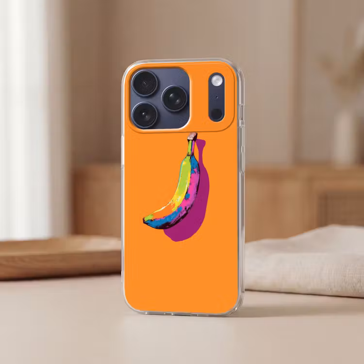 Felle kleuren - Banaan - popart Telefoonhoesje iPhone 17 Pro klein -sfeer2