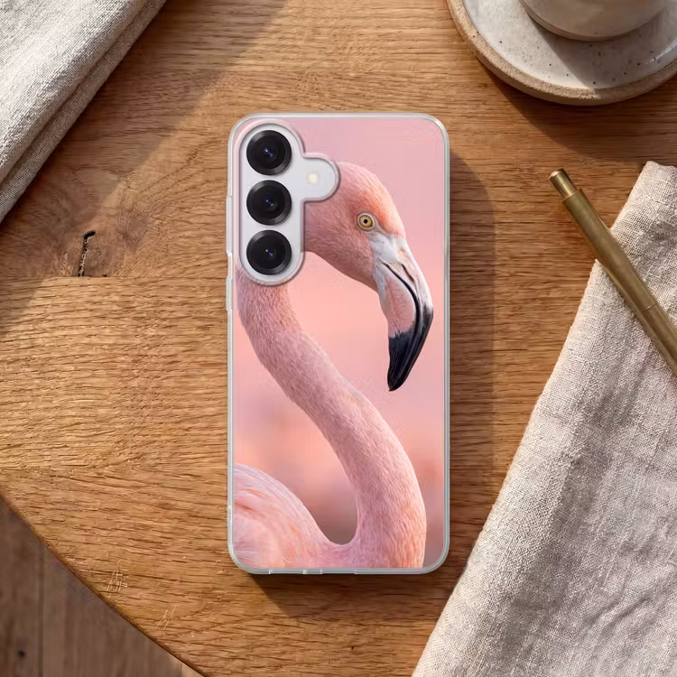 Flamingo - Portret - Roze Telefoonhoesje Samsung Galaxy S26 klein -sfeer1