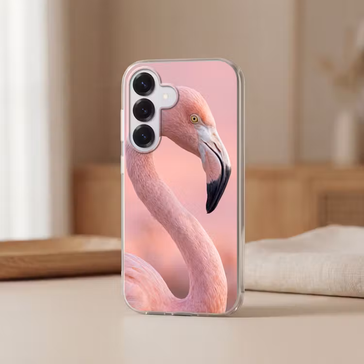 Flamingo - Portret - Roze Telefoonhoesje Samsung Galaxy S26 klein -sfeer2