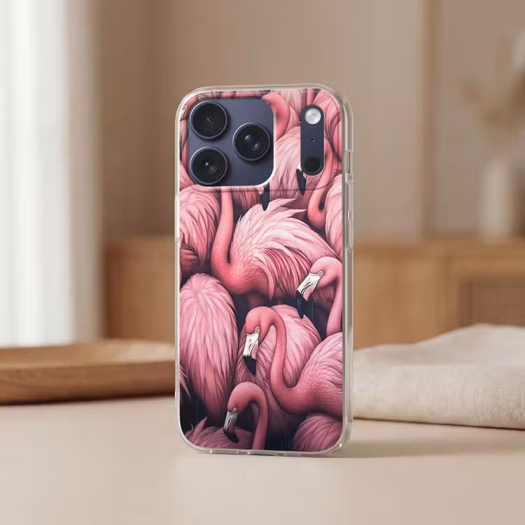 Flamingo - Roze - Dieren Telefoonhoesje iPhone 17 Pro klein -sfeer2