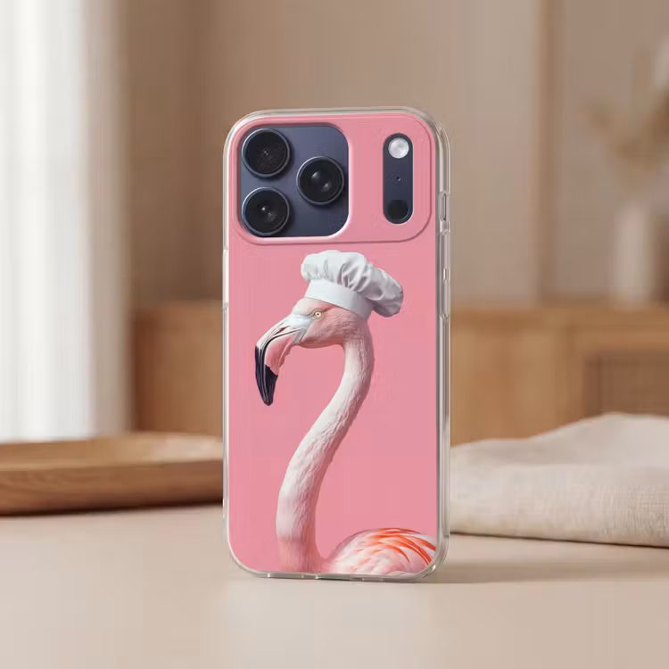 Flamingo - Roze - Koksmuts - Vogel Telefoonhoesje iPhone 17 Pro klein -sfeer2