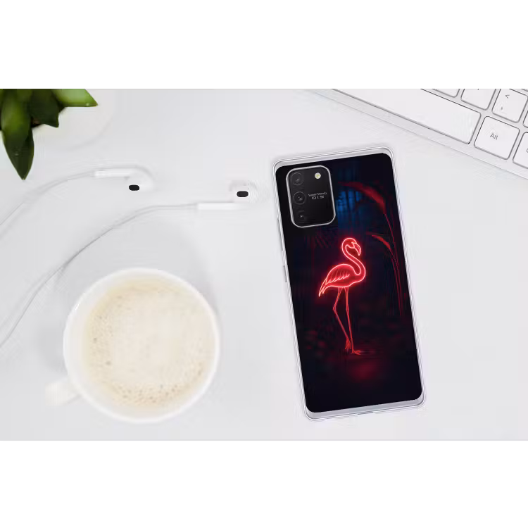 Flamingo - Roze - Neon - Licht Telefoonhoesje Samsung Galaxy S10 Lite klein -oordopS10Lite