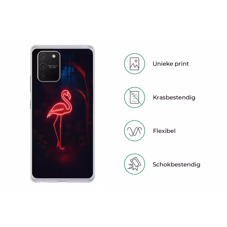 Flamingo - Roze - Neon - Licht Telefoonhoesje Samsung Galaxy S10 Lite klein -specsS10Lite