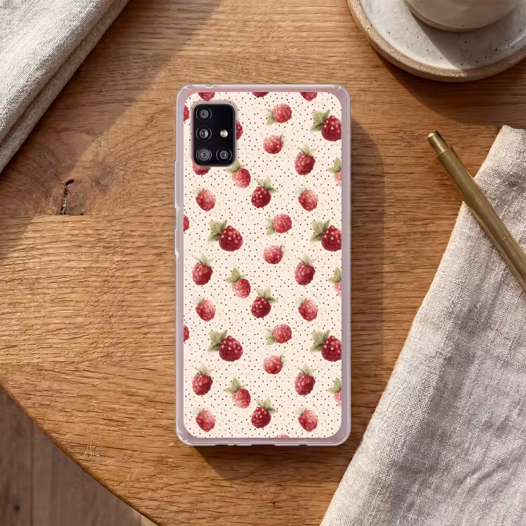Framboos - Stippen - Rood Telefoonhoesje Samsung Galaxy A51 5G klein 373 -sfeer1