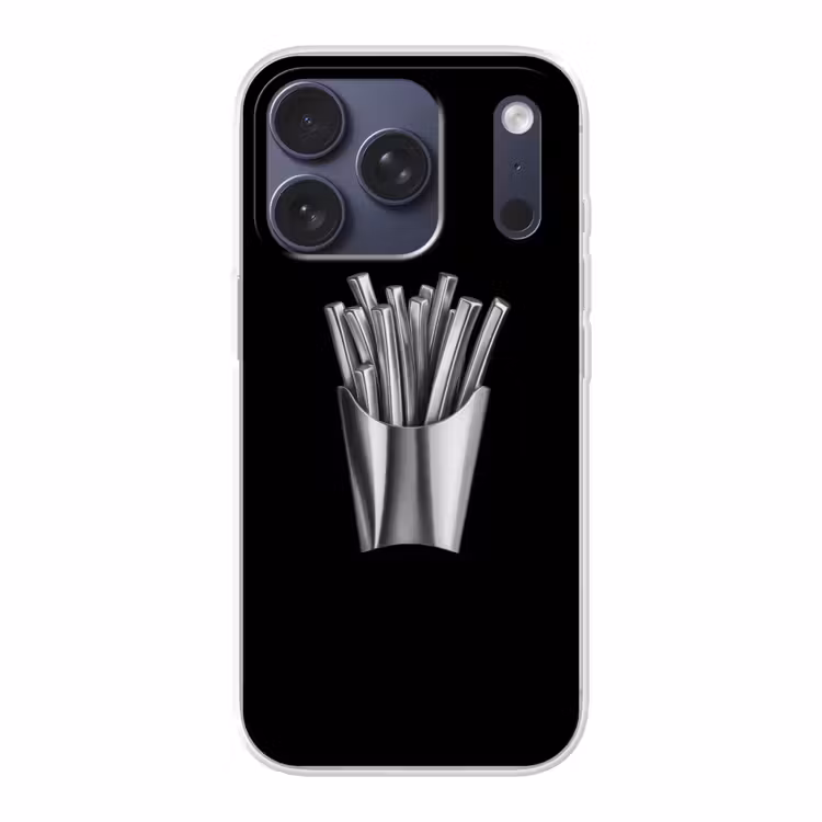 Frietjes - Futuristisch - Zilver Telefoonhoesje iPhone 17 Pro klein -3d
