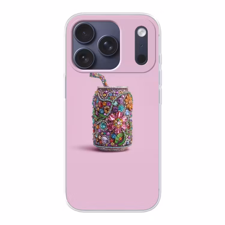 Frisdrankblikje - Bloemenpatroon - Edelstenen - Kleurrijk Telefoonhoesje iPhone 17 Pro klein -3d