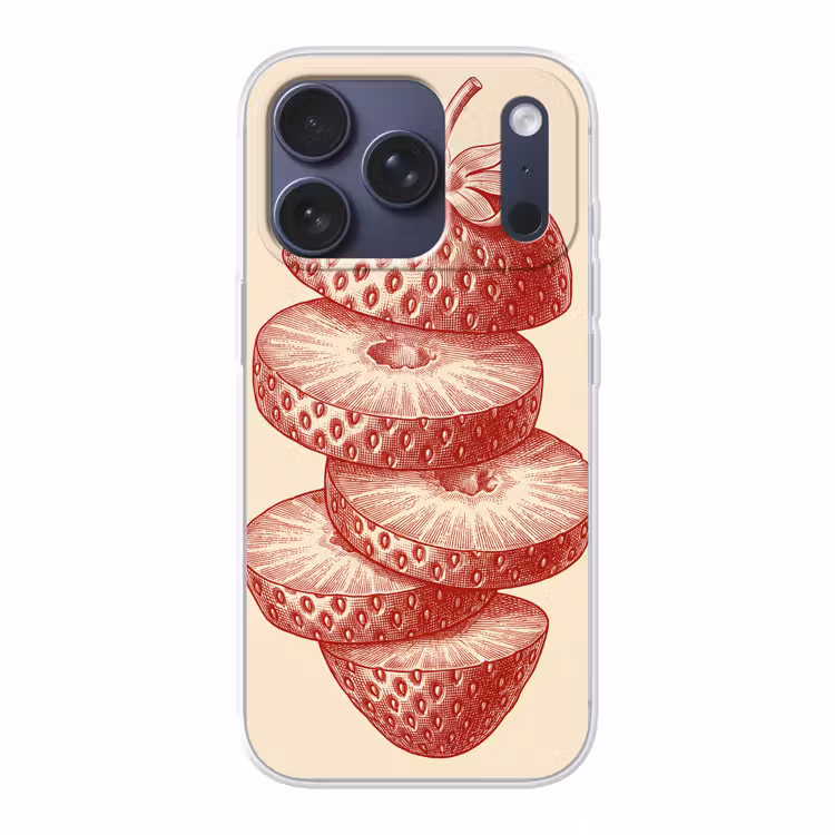 Fruit - Gesneden - Illustratie - Rood - Vintage Telefoonhoesje iPhone 17 Pro klein -3d