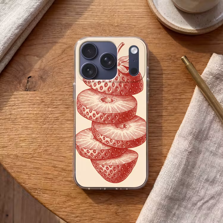Fruit - Gesneden - Illustratie - Rood - Vintage Telefoonhoesje iPhone 17 Pro klein -sfeer1