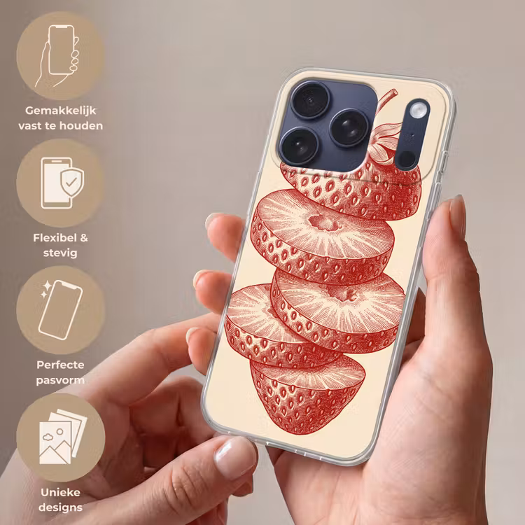 Fruit - Gesneden - Illustratie - Rood - Vintage Telefoonhoesje iPhone 17 Pro klein -sfeer3_NL