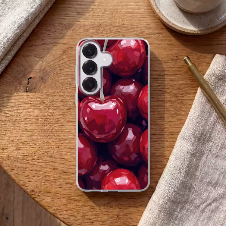 Fruit - Kersen - Eten - Modern - Rood Telefoonhoesje Samsung Galaxy S26 klein -sfeer1