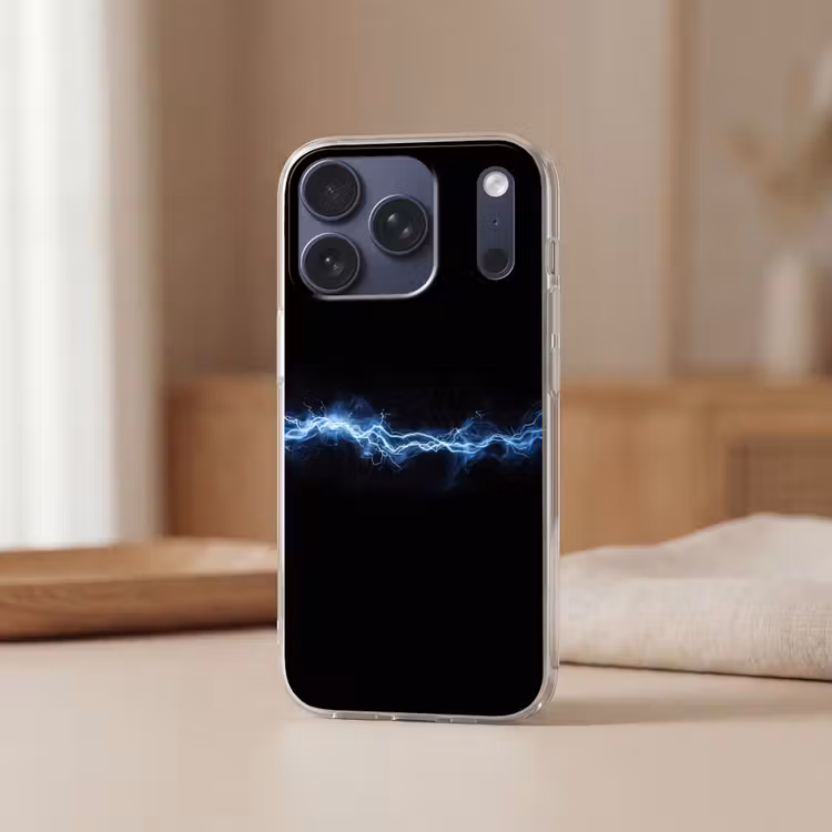 Gaming - Bliksemflits - Blauw - Energie Telefoonhoesje iPhone 17 Pro klein -sfeer2
