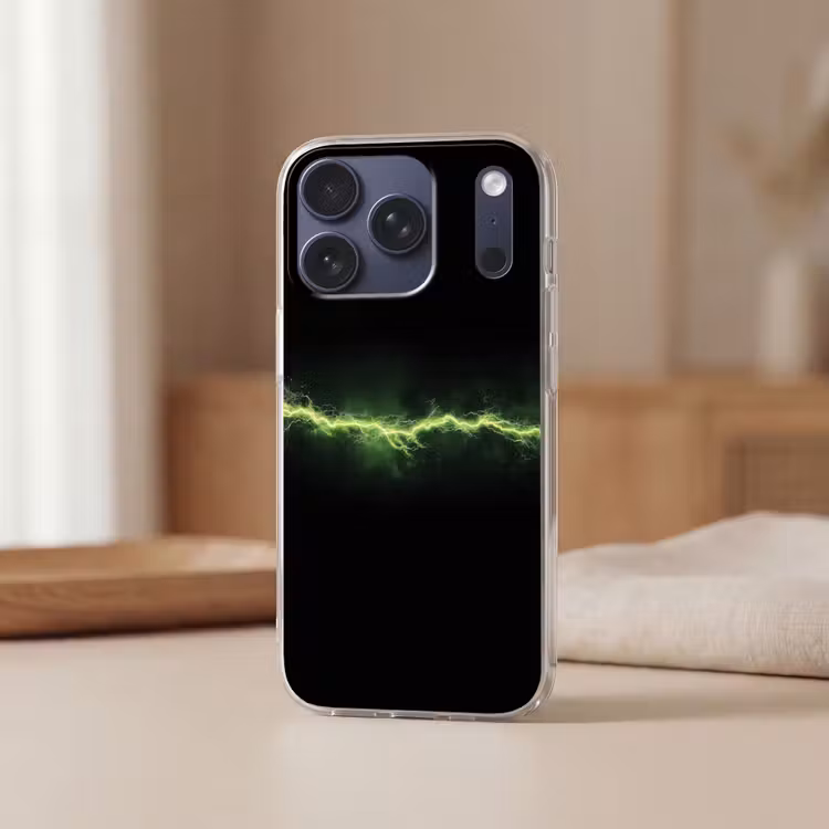 Gaming - Elektriciteit - Lijn - Vonken - Groen Telefoonhoesje iPhone 17 Pro klein -sfeer2