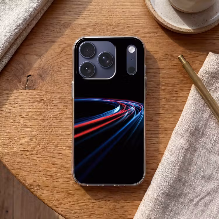 Gaming - Lichtbanen - Golvend - Rood Telefoonhoesje iPhone 17 Pro klein -sfeer1