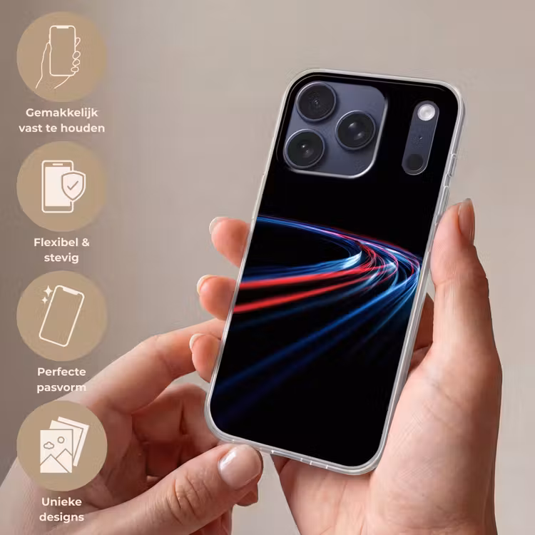Gaming - Lichtbanen - Golvend - Rood Telefoonhoesje iPhone 17 Pro klein -sfeer3_NL