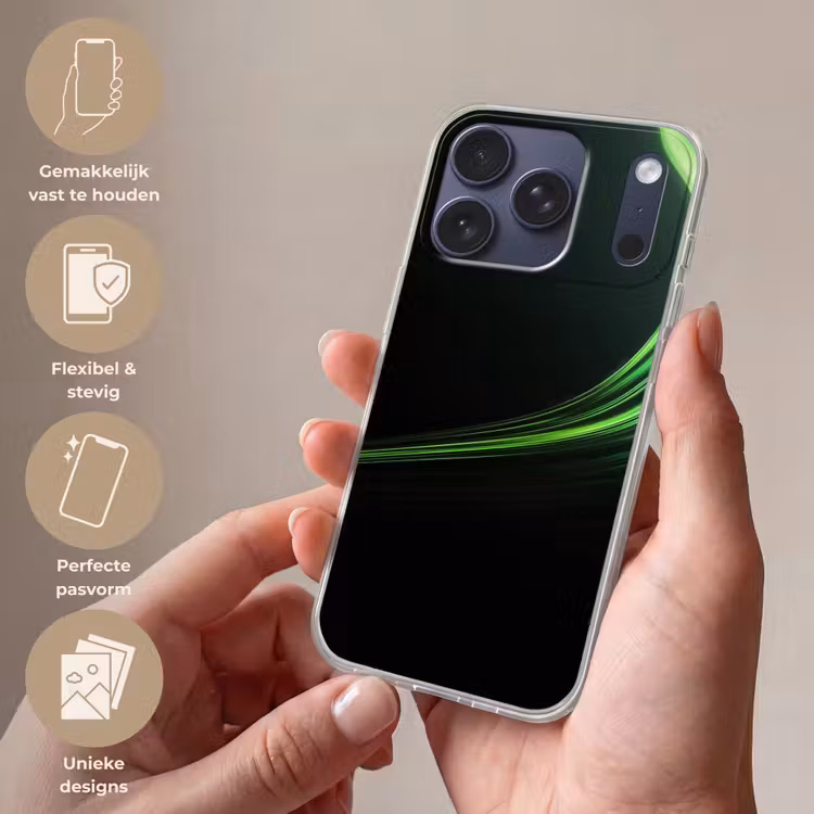 Gaming - Lijnen - Boog - Groen Telefoonhoesje iPhone 17 Pro klein -sfeer3_NL